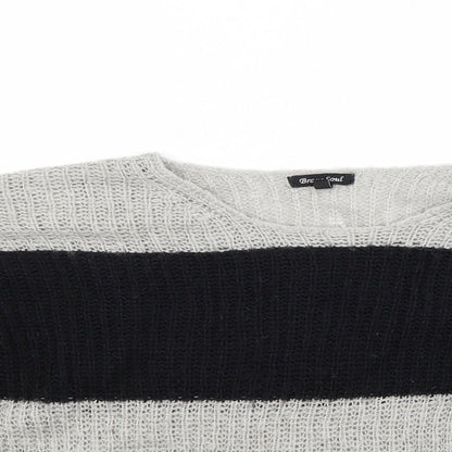 Brave Soul Womens Grey Striped  Pullover Jumper Size 10