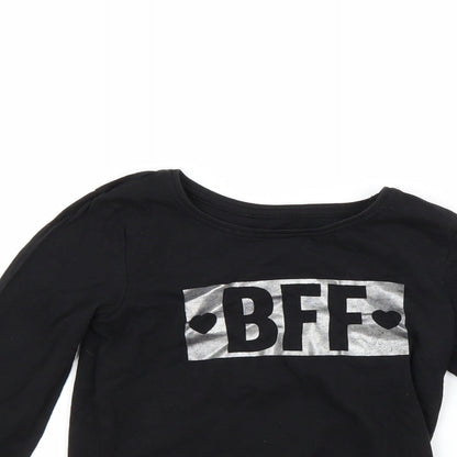 Primark Girls Black   Pullover Sweatshirt Size 7-8 Years