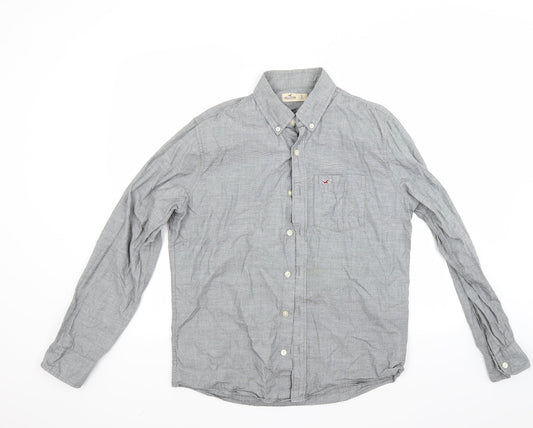 Mens UK Size S Hollister Grey  Button-Up Long Sleeve Casual Shirt