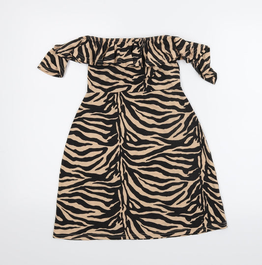 Misguided Womens Multicoloured Animal Print  A-Line  Size 6