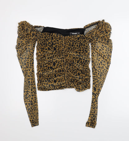 Misguided Womens Multicoloured Animal Print  Basic Blouse Size 6