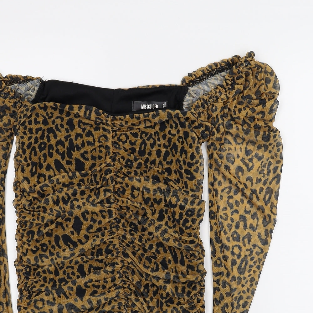 Misguided Womens Multicoloured Animal Print  Basic Blouse Size 6