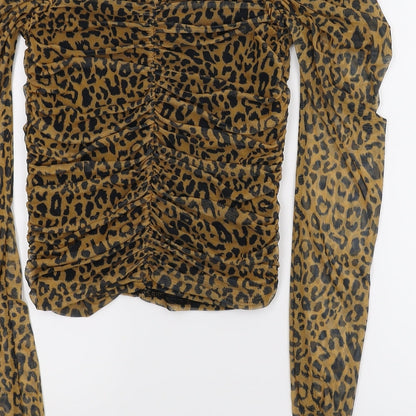 Misguided Womens Multicoloured Animal Print  Basic Blouse Size 6