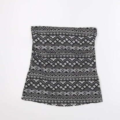 Papaya Womens Grey Geometric  Cropped Blouse Size 12