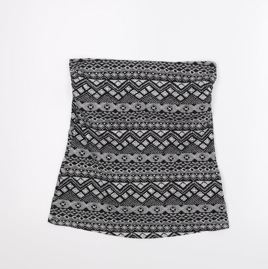 Papaya Womens Grey Geometric  Cropped Blouse Size 12