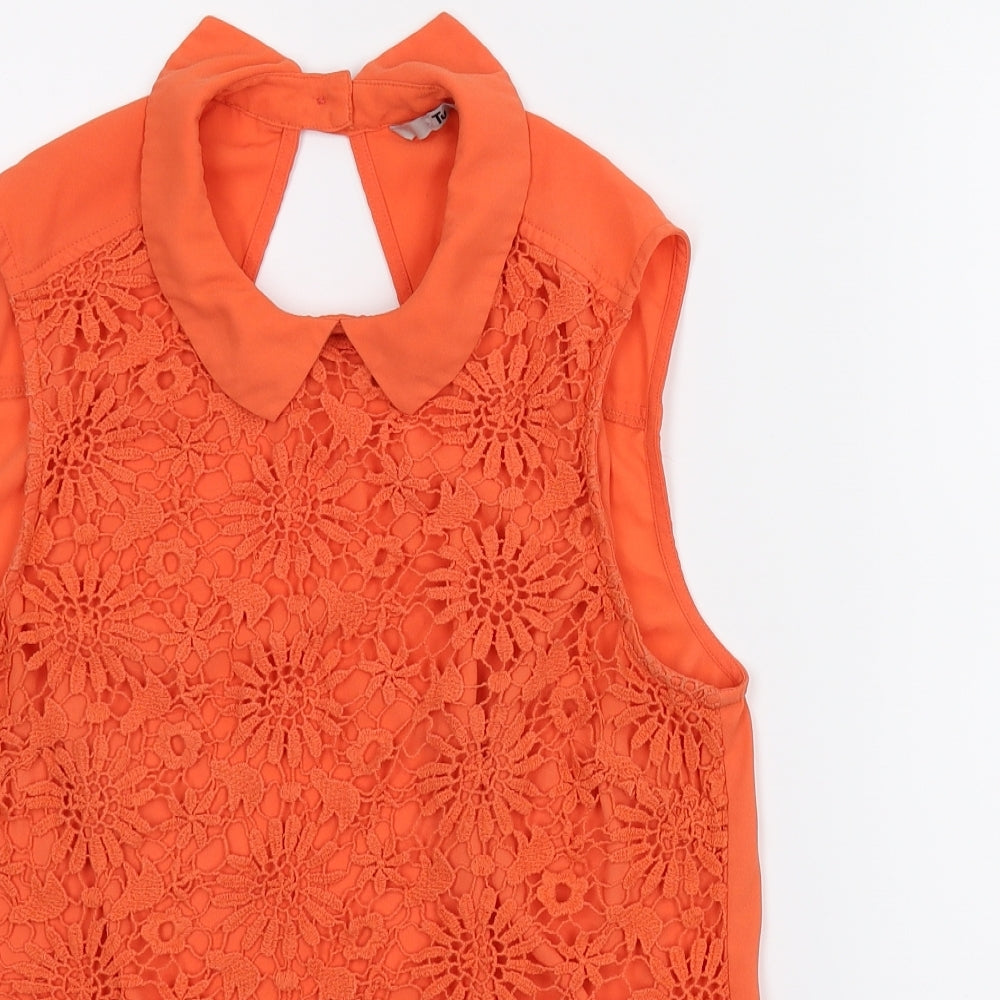 TU  Womens Orange Floral  Basic Blouse Size 10