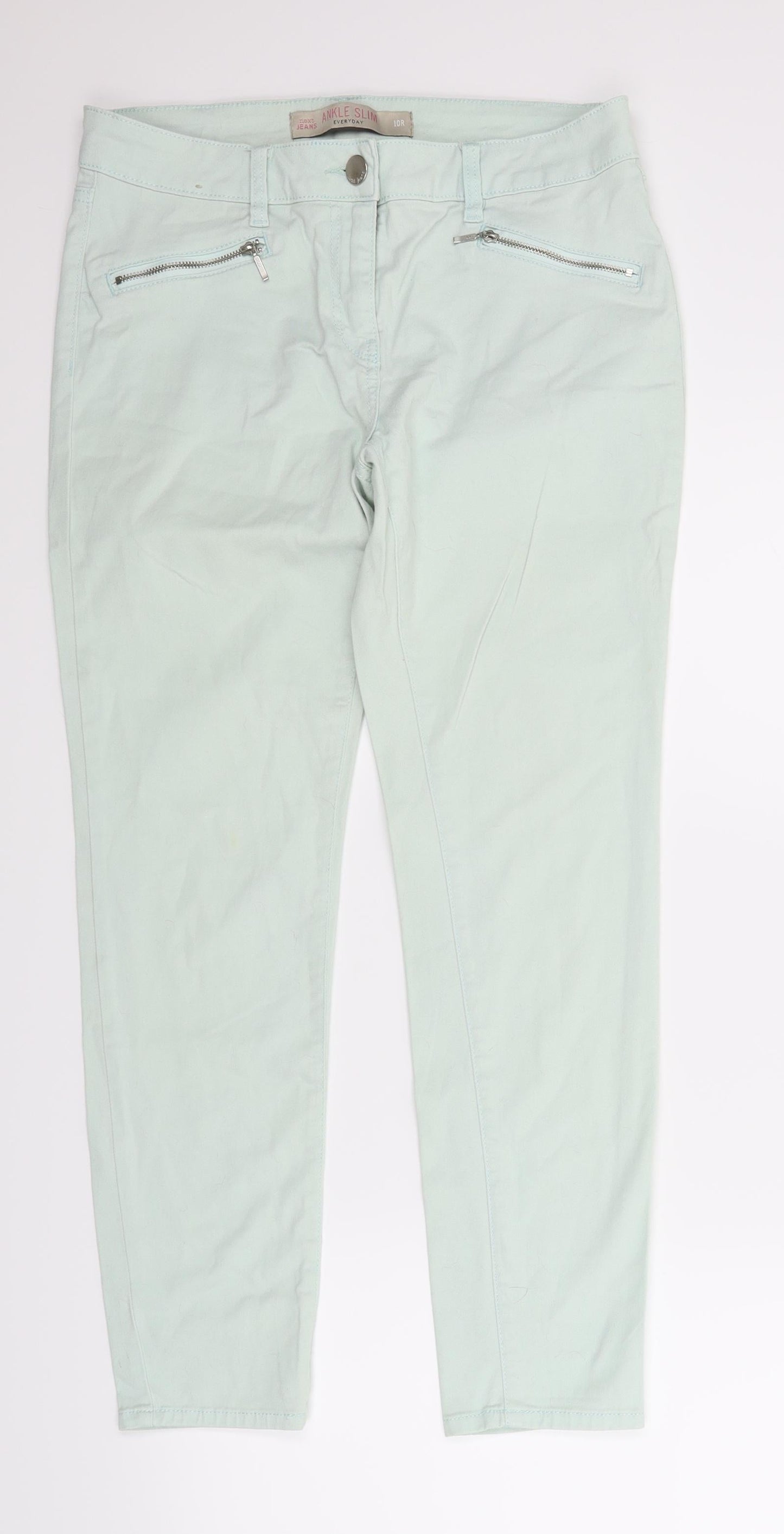 Womens UK Size 10 NEXT Regular Fit Chino Green Trousers