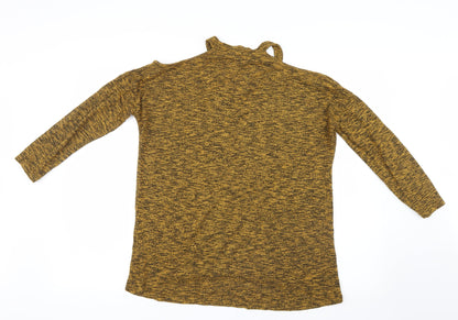 New Look Womens Yellow  Knit Pullover Jumper Size S  - Open Shoulders