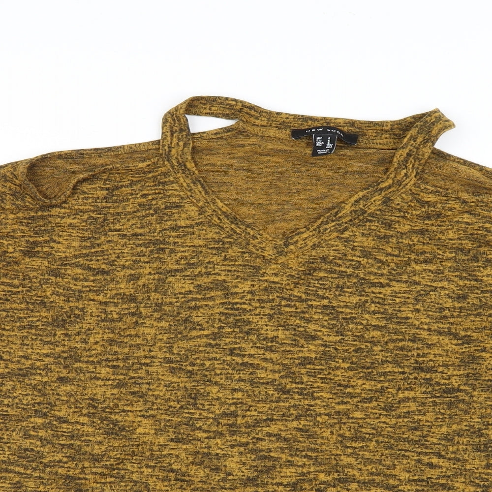 New Look Womens Yellow  Knit Pullover Jumper Size S  - Open Shoulders