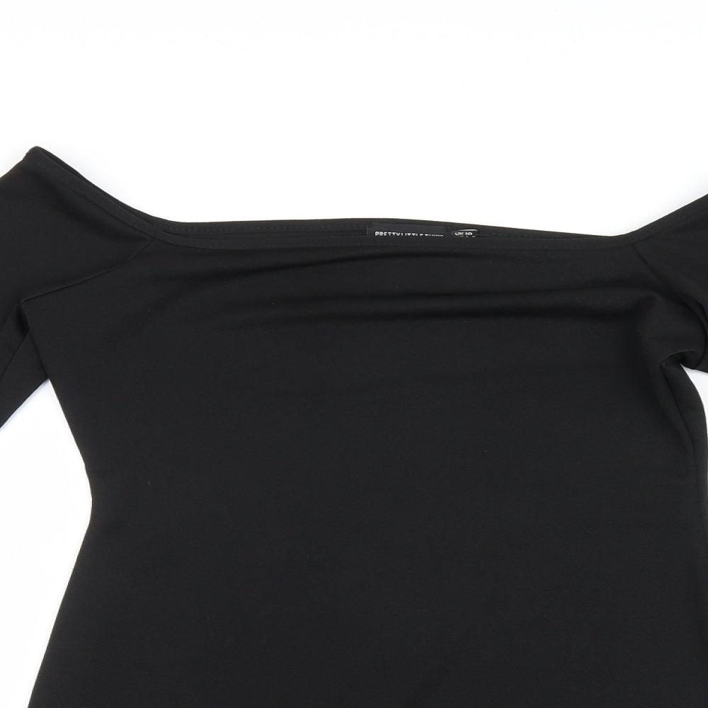 PRETTYLITTLETHING Womens Black   Shirt Dress  Size 10