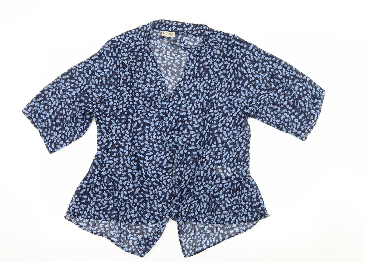 Next Girls Blue Floral  Basic Blouse Size 13 Years