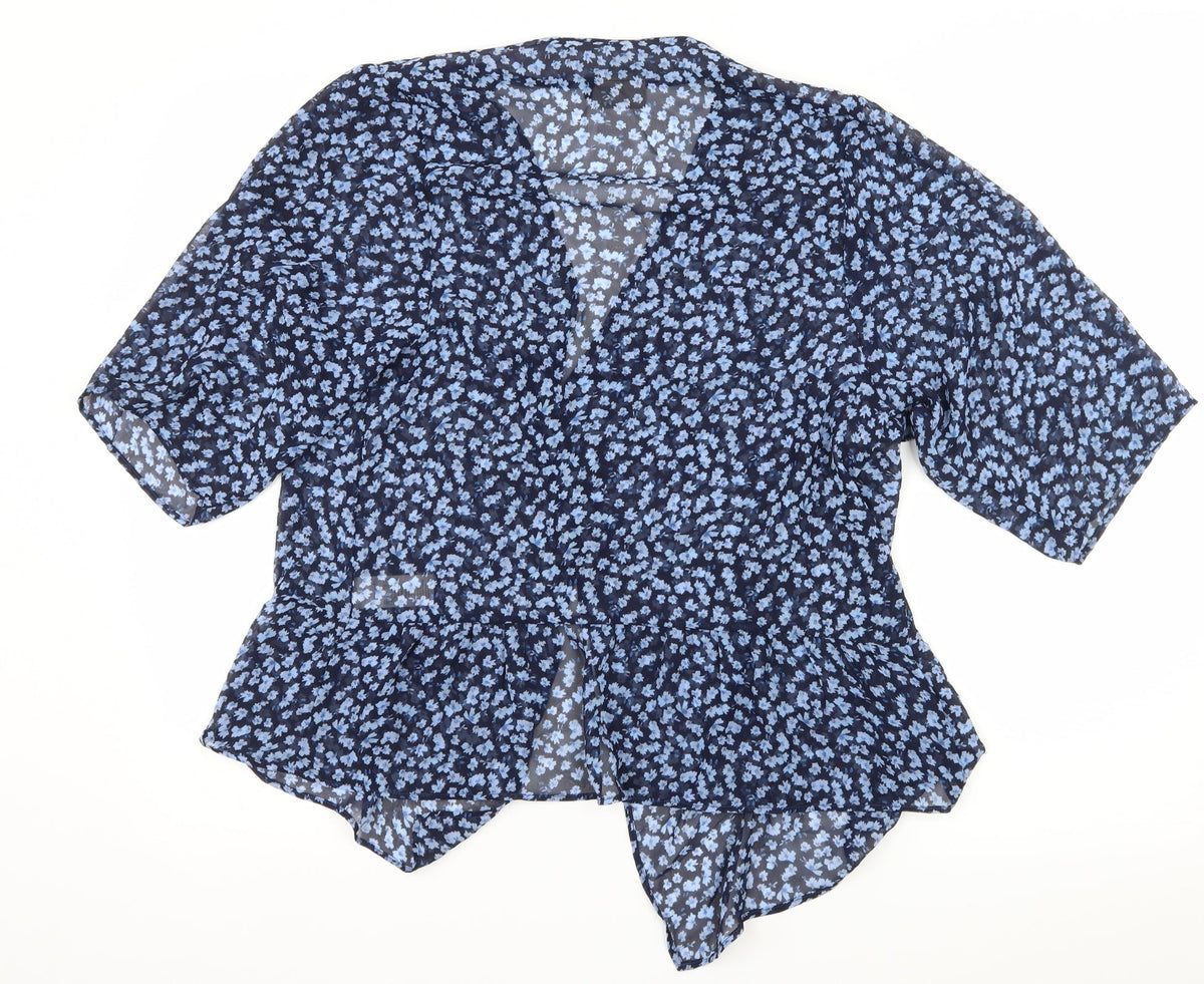 Next Girls Blue Floral  Basic Blouse Size 13 Years