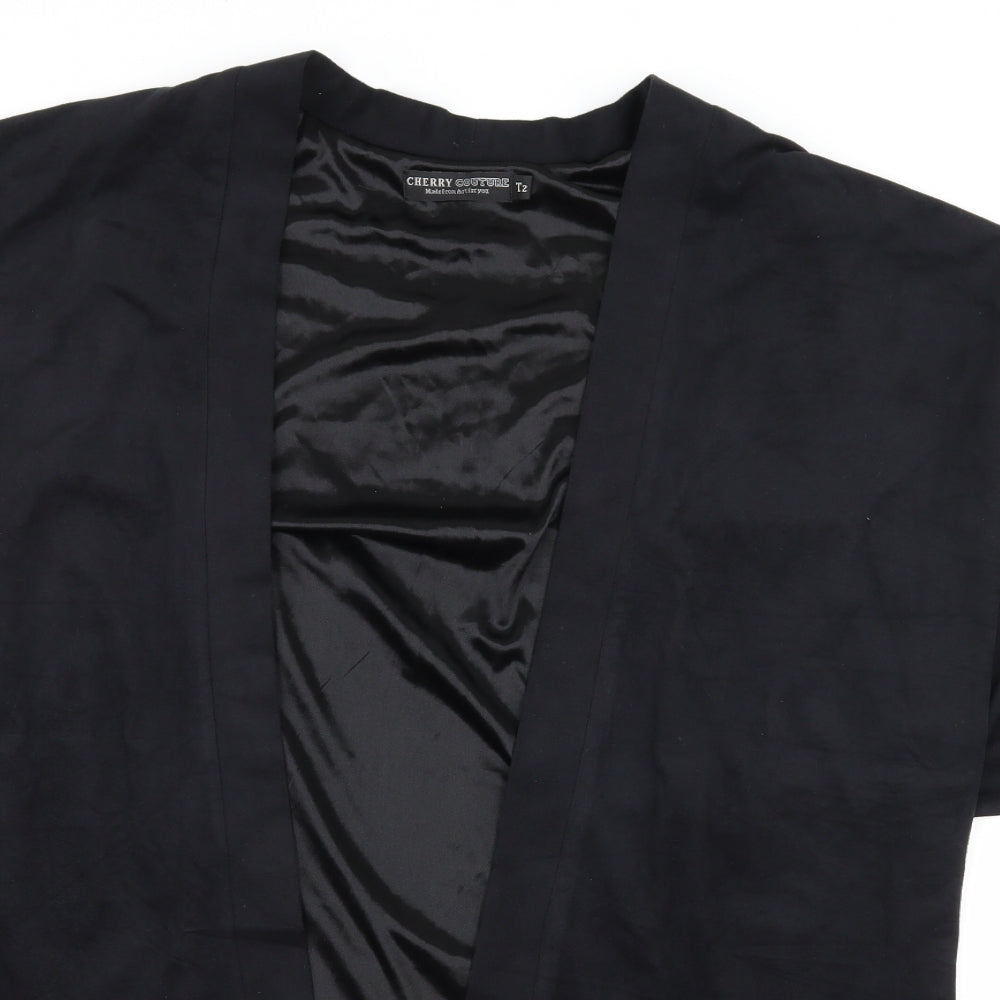 Womens UK Size S Cherry Couture Black Kimono Blouse