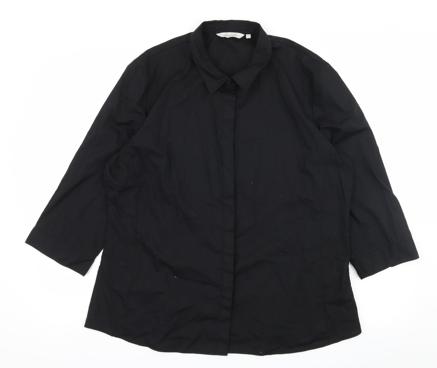Womens UK Size 18 Peacocks Black Basic Button-Up