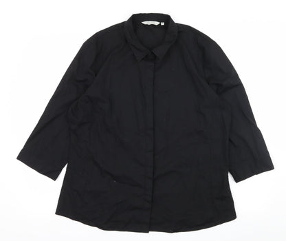 Womens UK Size 18 Peacocks Black Basic Button-Up