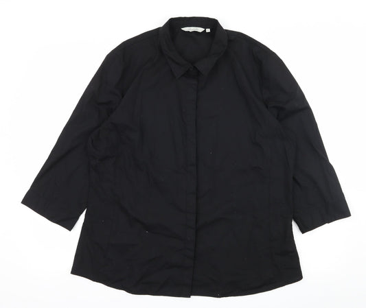 Peacocks Womens Black   Basic Button-Up Size 18