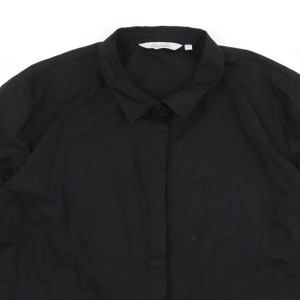 Womens UK Size 18 Peacocks Black Basic Button-Up