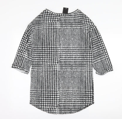 F&F Womens Black Houndstooth Jersey Pullover Sweatshirt Size 6