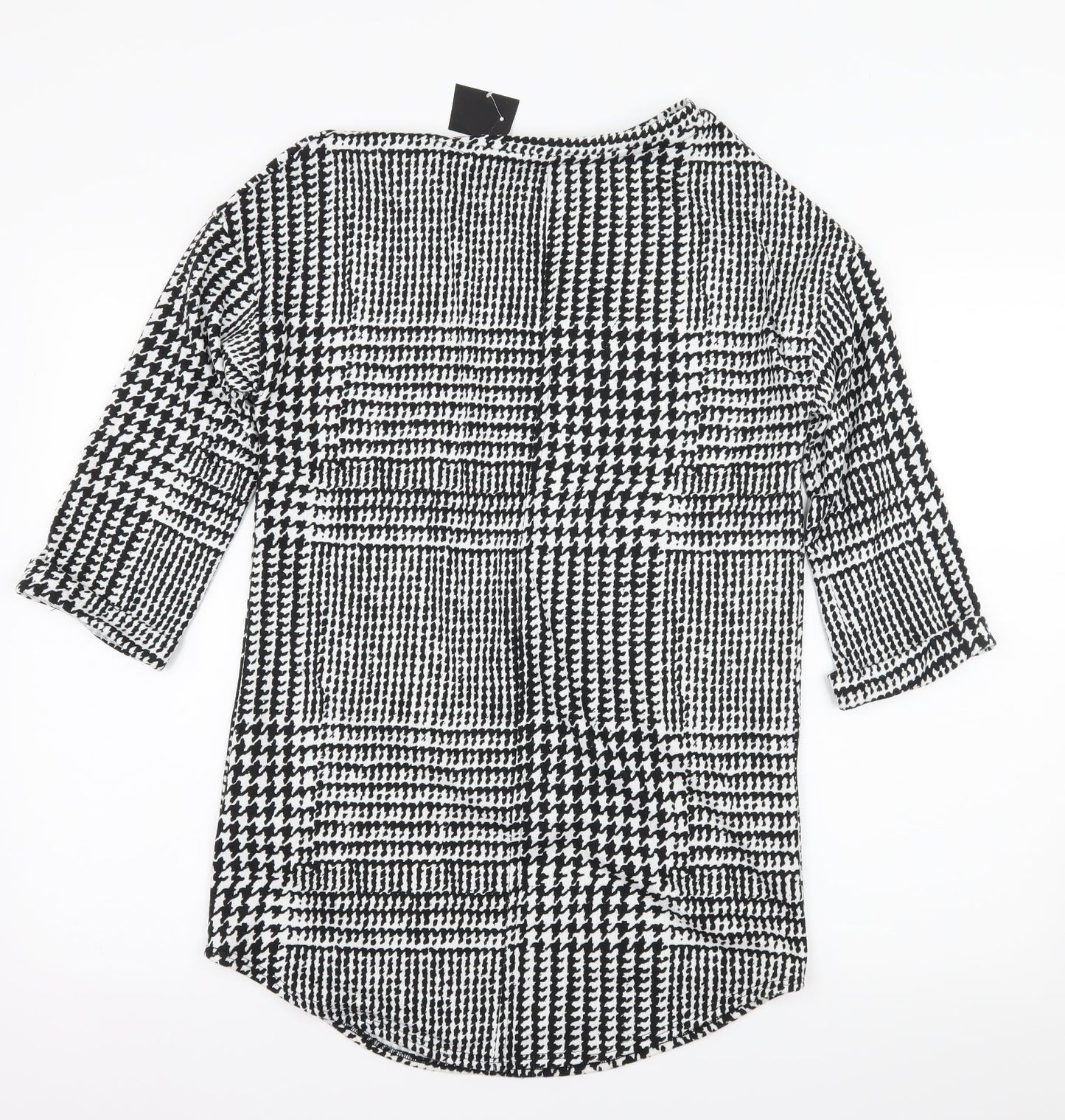 F&F Womens Black Houndstooth Jersey Pullover Sweatshirt Size 6