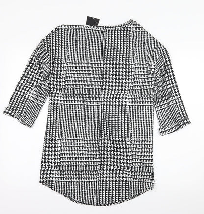 F&F Womens Black Houndstooth Jersey Pullover Sweatshirt Size 6