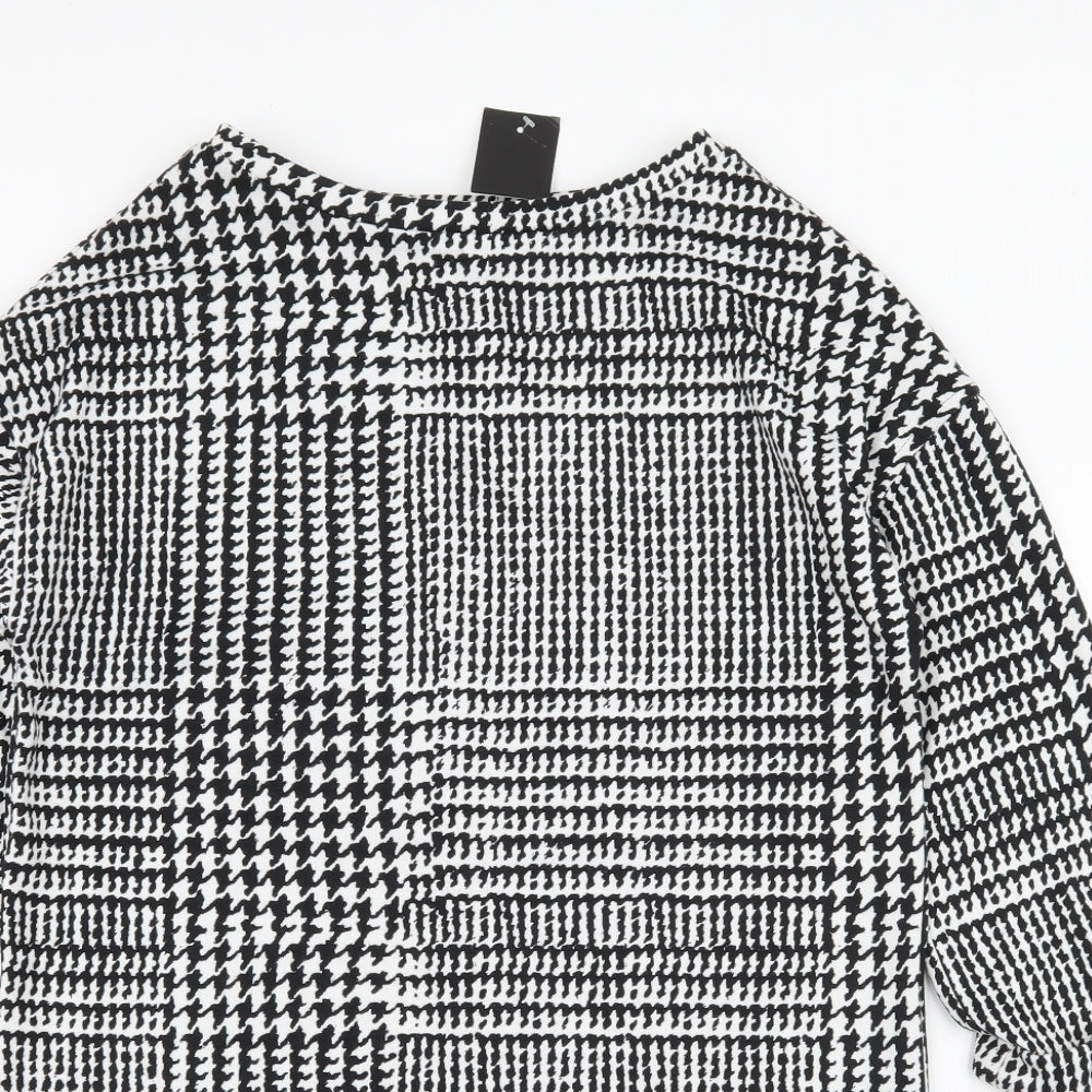 F&F Womens Black Houndstooth Jersey Pullover Sweatshirt Size 6