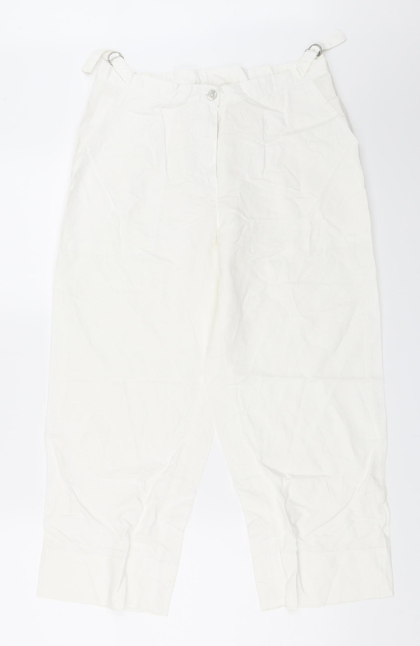 Womens UK Size 40 Preworn Regular Fit Cropped White Trousers
