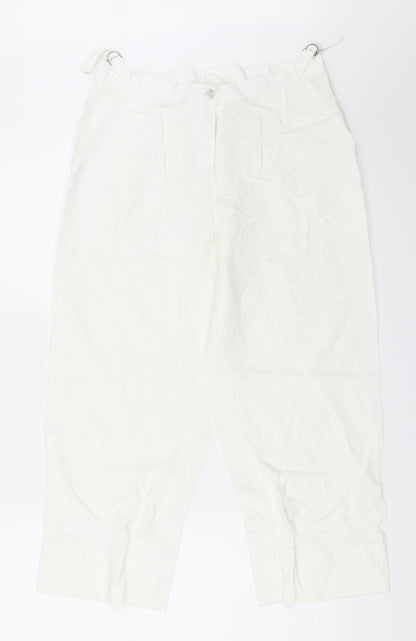 Womens UK Size 40 Preworn Regular Fit Cropped White Trousers
