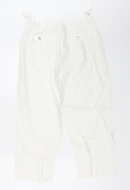 Womens UK Size 40 Preworn Regular Fit Cropped White Trousers