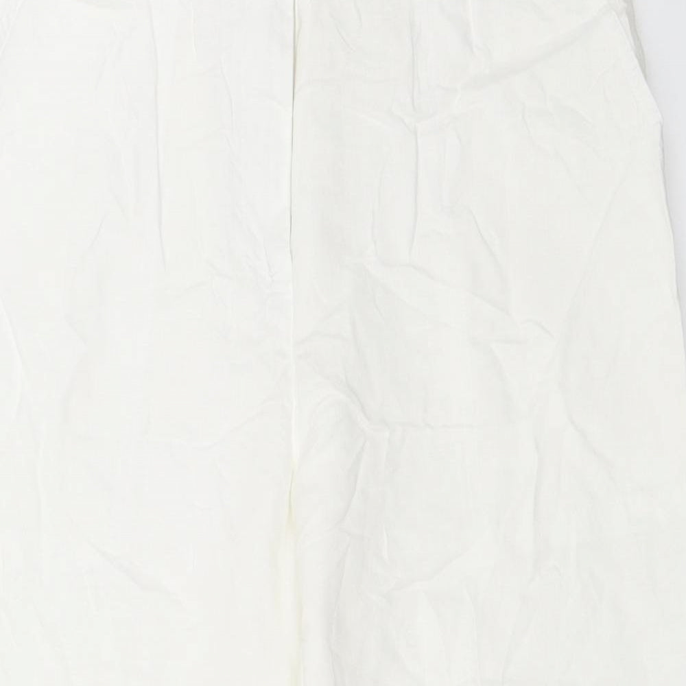 Womens UK Size 40 Preworn Regular Fit Cropped White Trousers