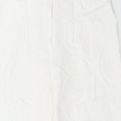 Womens UK Size 40 Preworn Regular Fit Cropped White Trousers