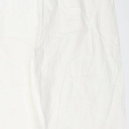 Womens UK Size 40 Preworn Regular Fit Cropped White Trousers