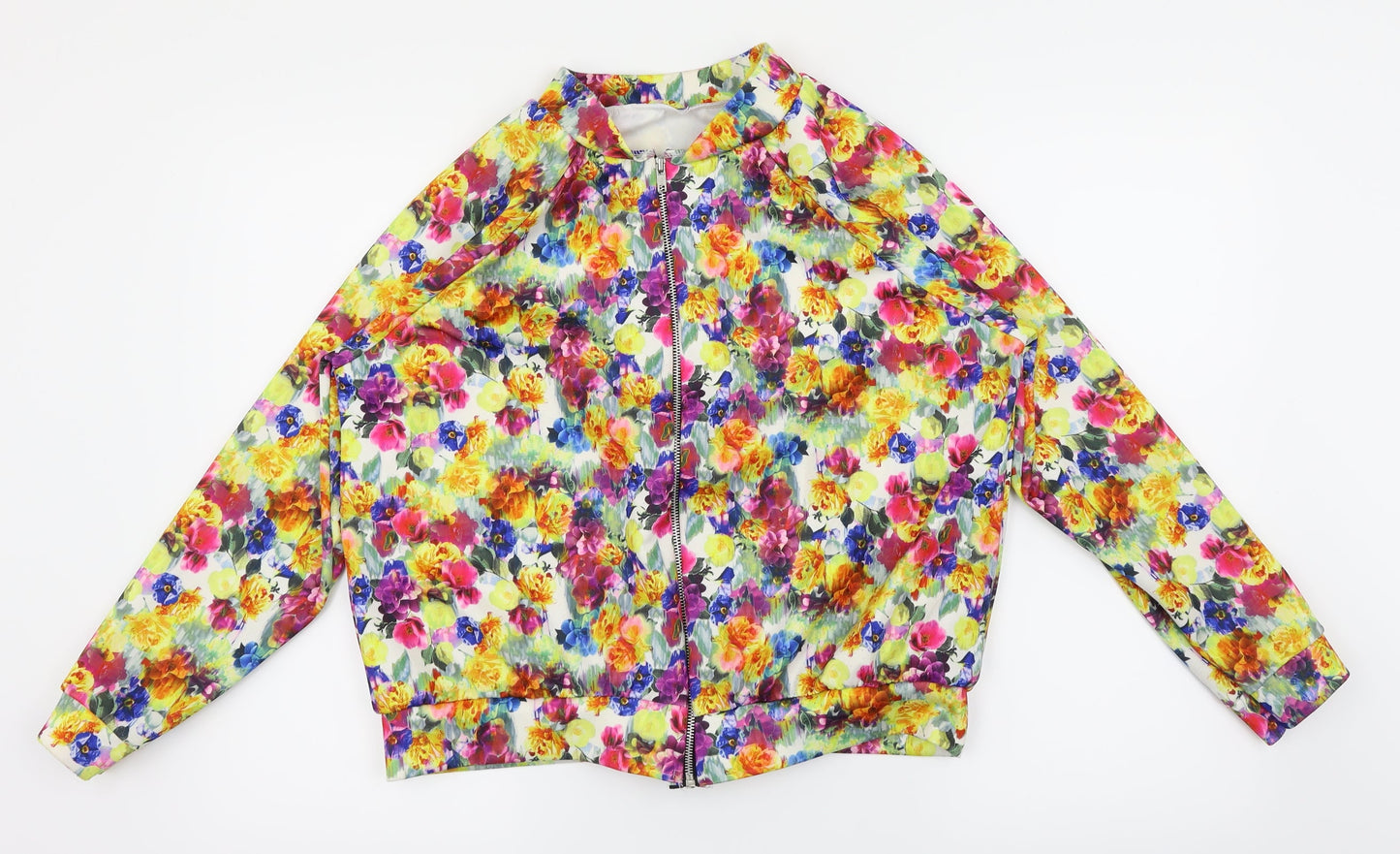 Preworn Womens Multicoloured Floral  Full Zip Sweatshirt Size 14