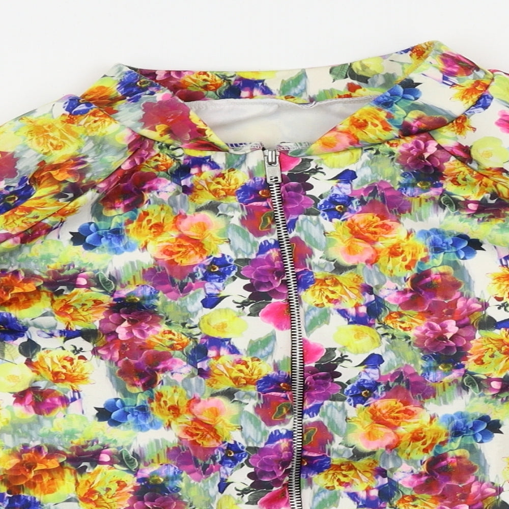 Preworn Womens Multicoloured Floral  Full Zip Sweatshirt Size 14
