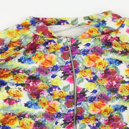 Preworn Womens Multicoloured Floral  Full Zip Sweatshirt Size 14