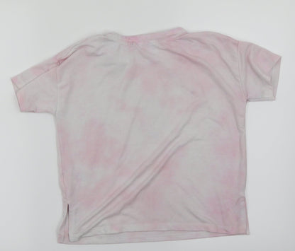 River Island Girls Pink Houndstooth  Basic T-Shirt Size 7-8 Years