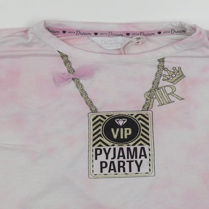 River Island Girls Pink Houndstooth  Basic T-Shirt Size 7-8 Years