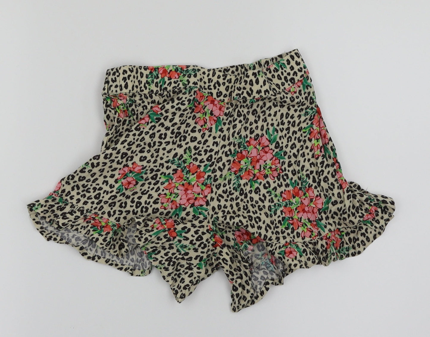 NEXT Girls Gold Animal Print  Cut-Off Shorts Size 7 Years - Floral