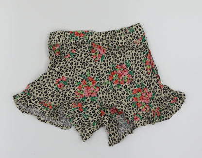 NEXT Girls Gold Animal Print  Cut-Off Shorts Size 7 Years - Floral