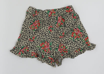 NEXT Girls Gold Animal Print  Cut-Off Shorts Size 7 Years - Floral