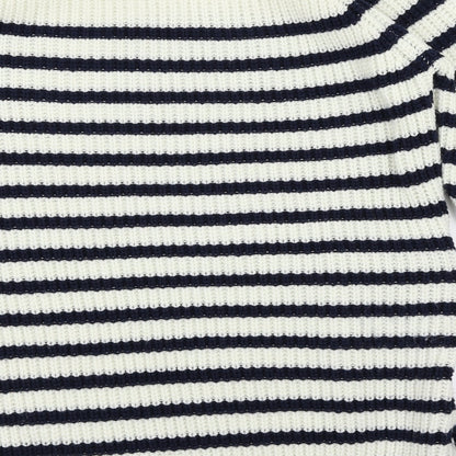Very Womens White Striped  Pullover Jumper Size 12