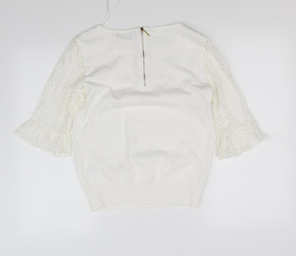 Womens UK Size 12 Roman White Basic Blouse