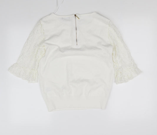 Womens UK Size 12 Roman White Basic Blouse