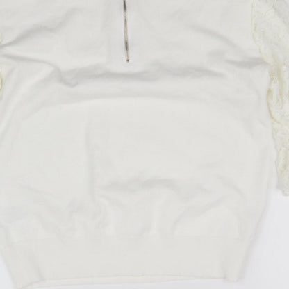 Womens UK Size 12 Roman White Basic Blouse