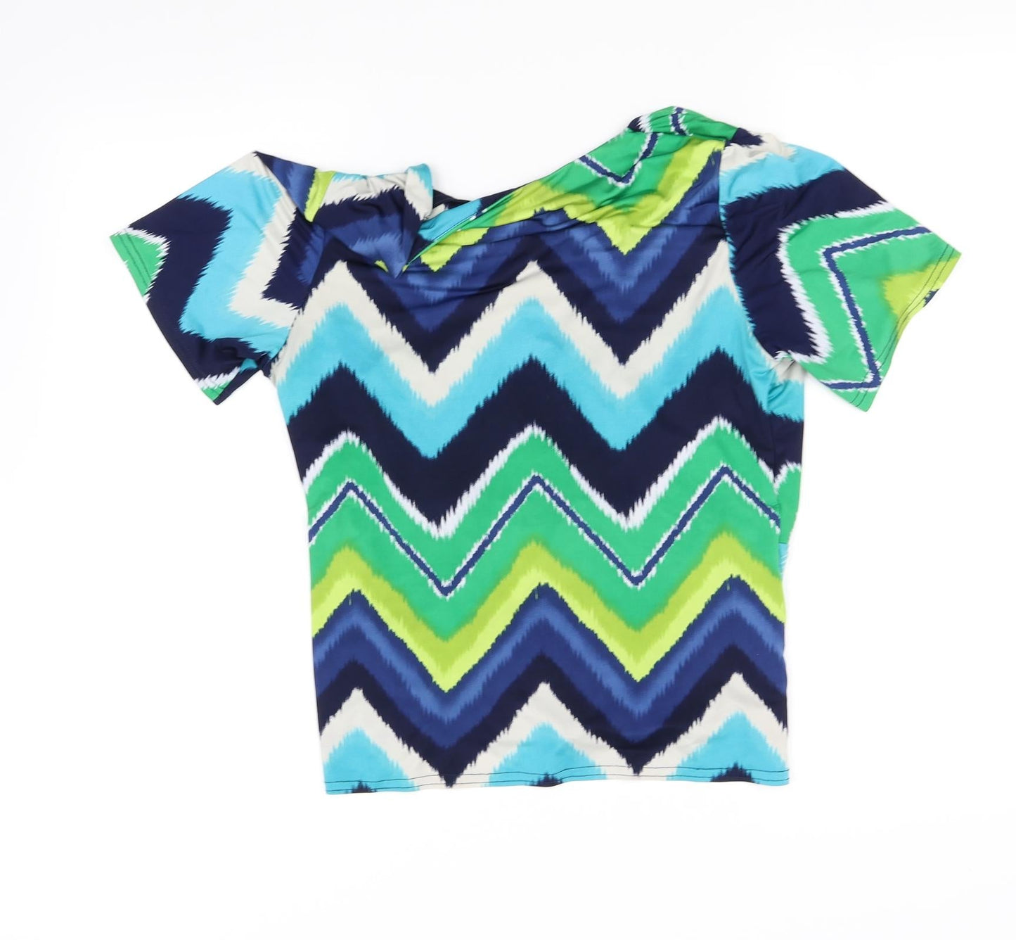 BASSINI Womens Blue Geometric  Basic Blouse Size 12