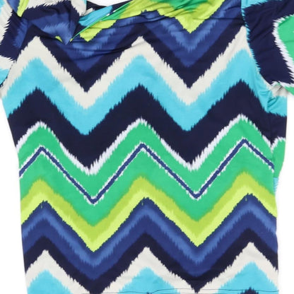 BASSINI Womens Blue Geometric  Basic Blouse Size 12
