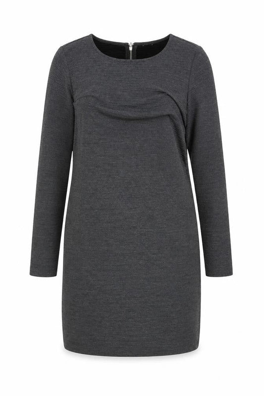 Front view of Jaqueline deYong women’s grey fit & flare, size UK 12