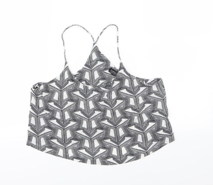 Womens UK Size 14 Topshop Grey Cropped Tank