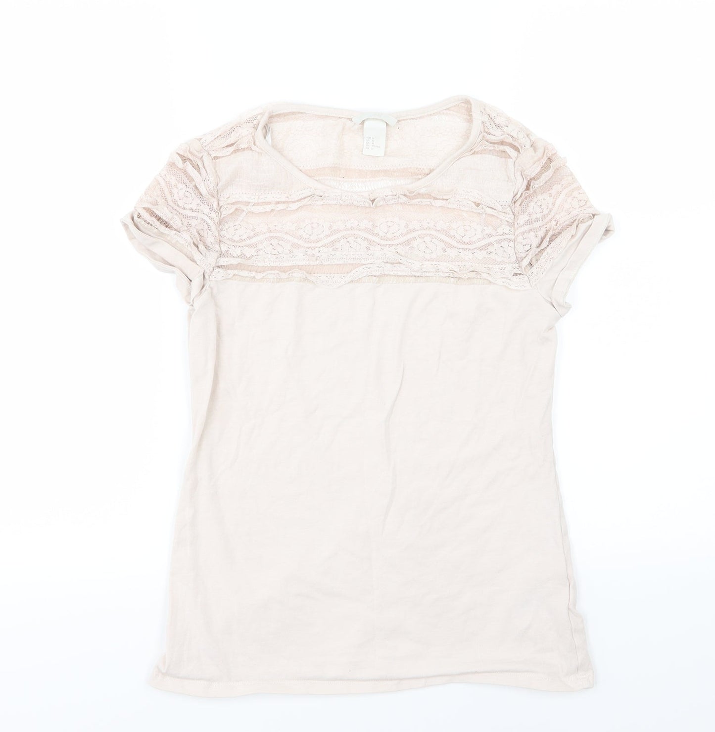 Womens UK Size M H&M Pink Basic T-Shirt