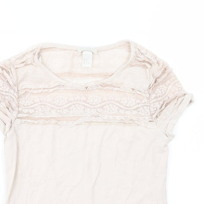 Womens UK Size M H&M Pink Basic T-Shirt