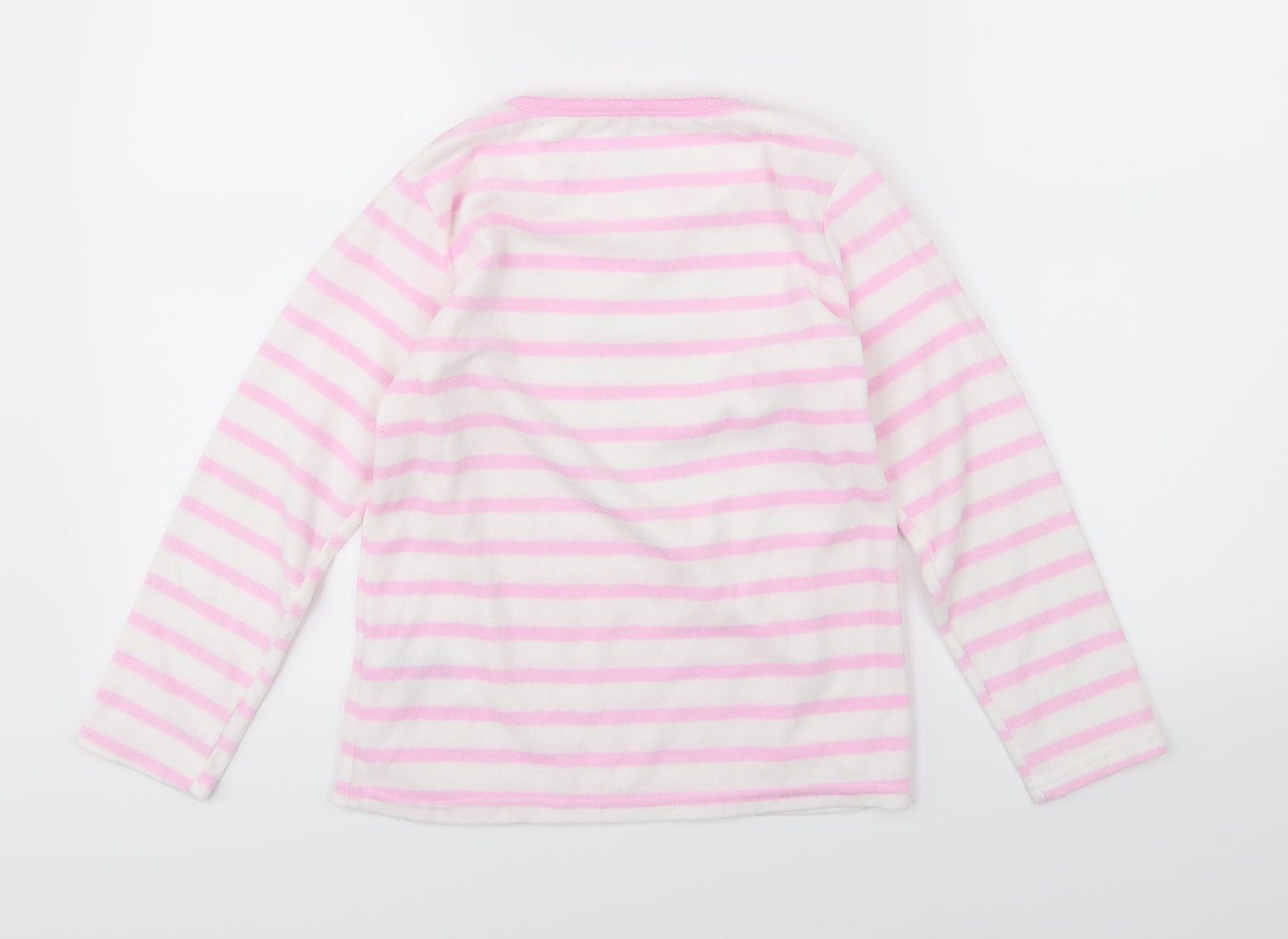 Primark Girls White Striped Fleece Top Pyjama Top Size 9-10 Years  - Disney Tinkerbell